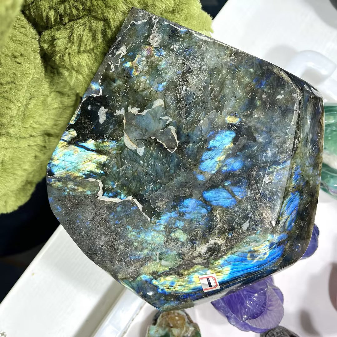 labrodorite phoenix cavings with wood stand